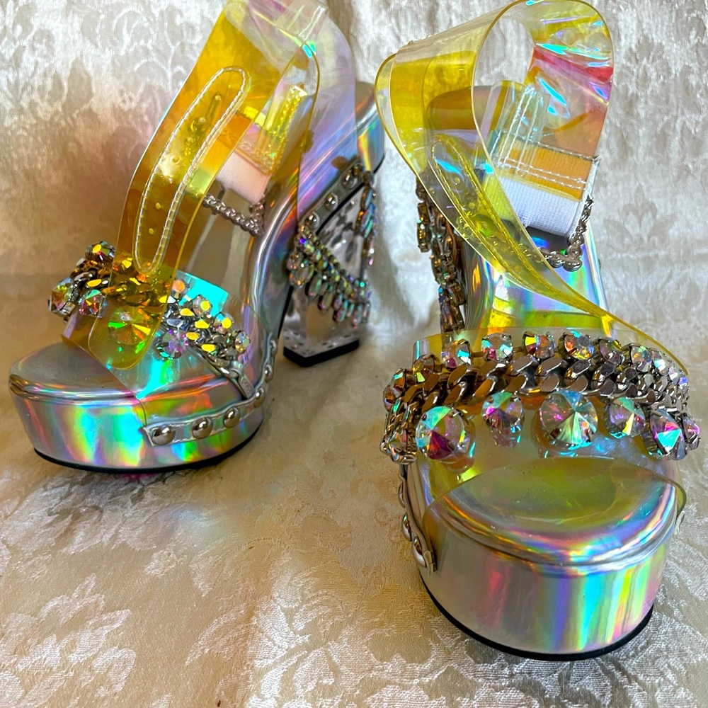 Sugar Thrillz Silver Heels with Shimmering Finish
